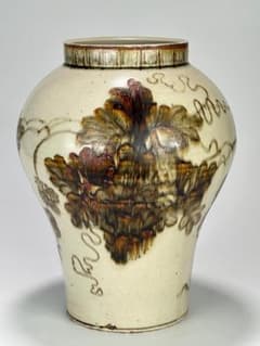 李朝鉄絵竹文花瓶 李朝期