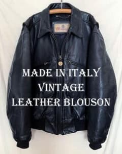90s イタリア製 本革レザー ボンバージャケット 革ジャン ユニセックス