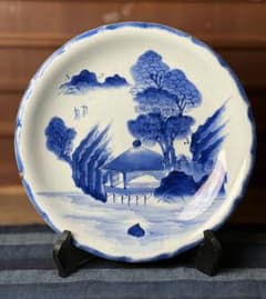 古伊万里？ 虎の絵の大皿 染付 金彩 直径約46cm