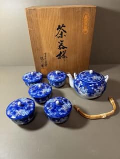 2887 深川製磁茶器セット急須1客湯呑蓋付5客未使用