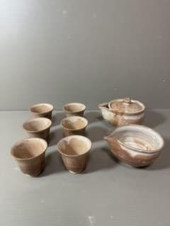 1642 萩焼茶器セット宝瓶1客湯冷し1客猪口6客