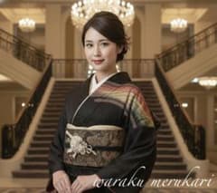 総絞り 黒地 下り藤枝葉花 振袖 黒金全通柄袋帯 フルセット
