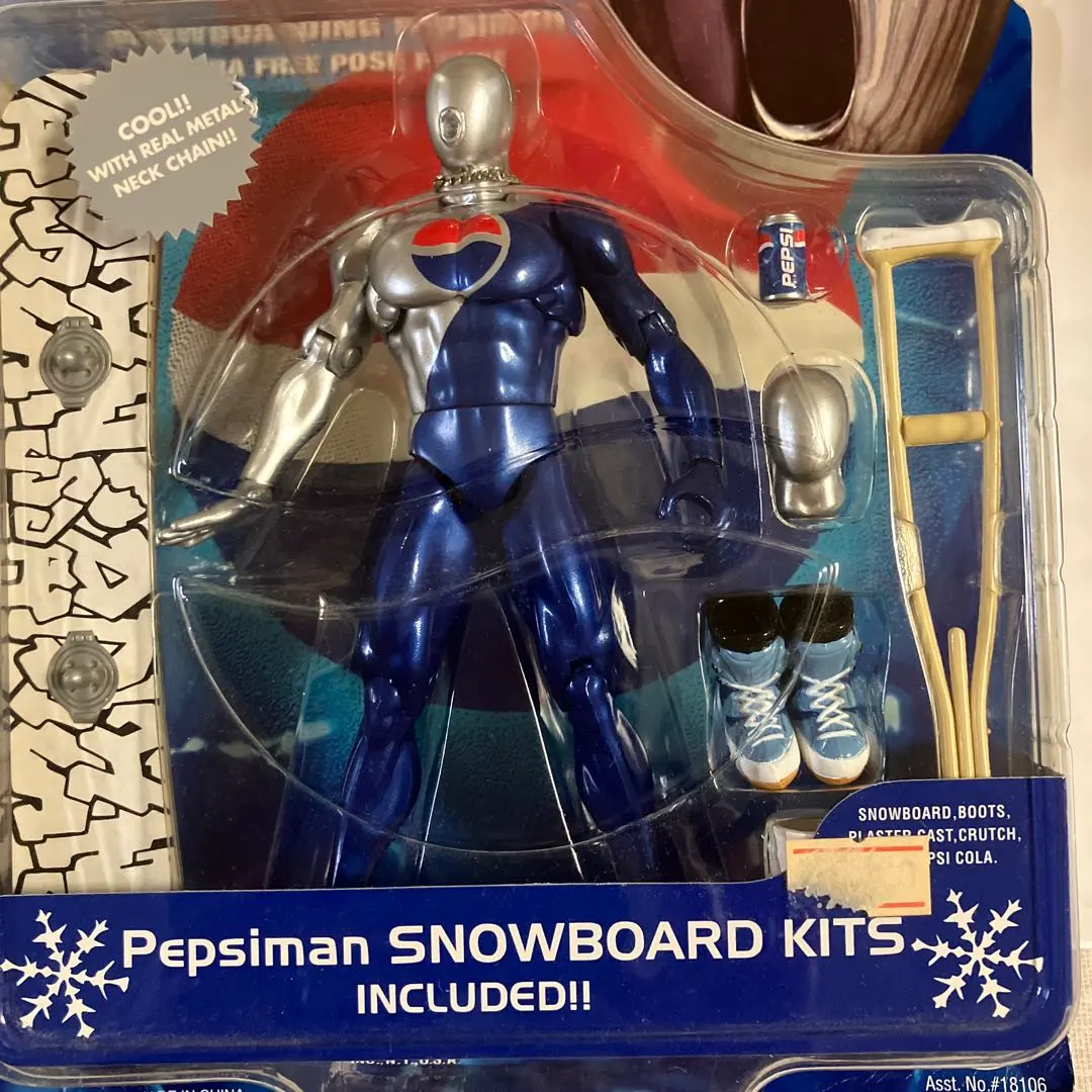 中古】フィギュア ペプシマン(ブルー)+スノーボードキット