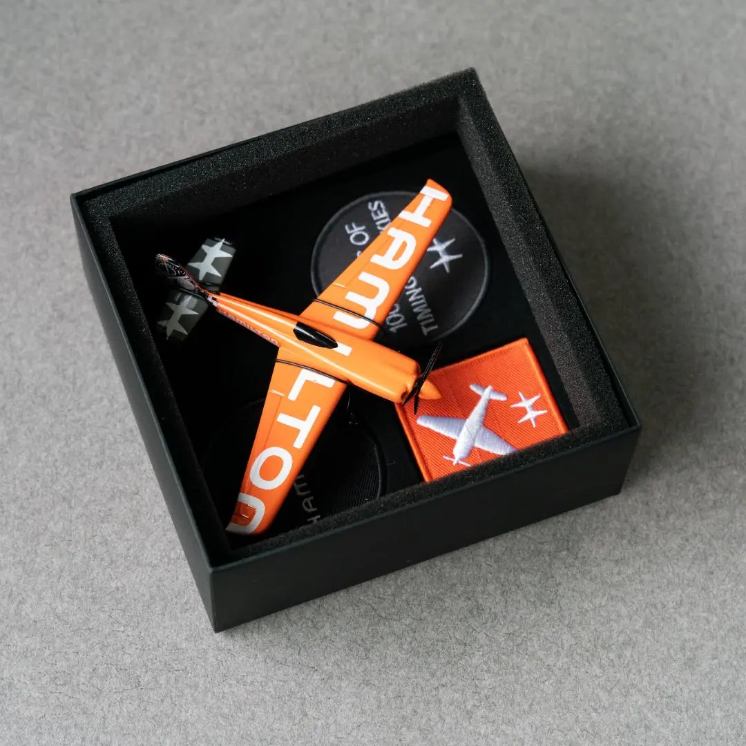 ハミルトン飛行機金属製模型2機セットおまけピンバッジ付き