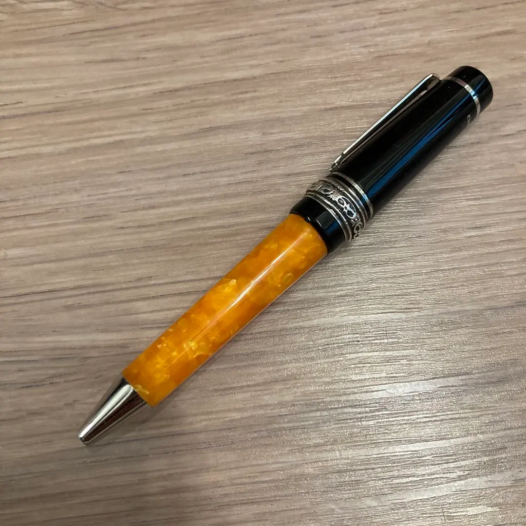 状態良デルタ本物万年筆/ヴィータ/ペン先K14/ブラック×オレンジ 状態良
