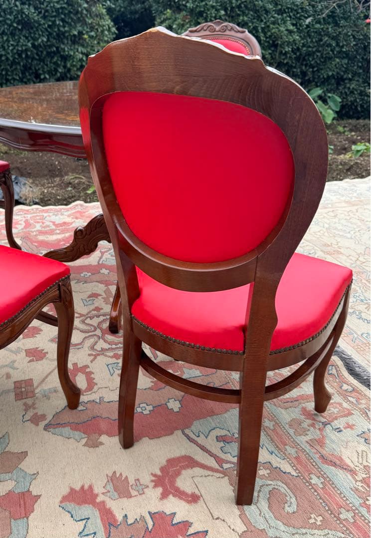 イタリア製 ロココ様式 ダイニング5点セット 象嵌 寄木細工 神戸まで直接引取