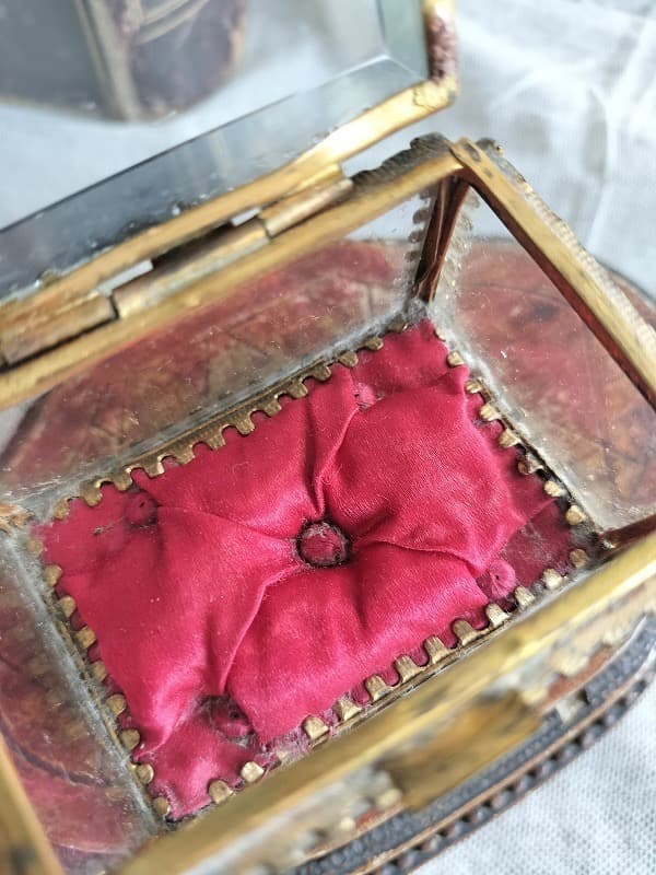 フランス アンティーク クリスタル 5面 ジュエリーケース 1900年 美品