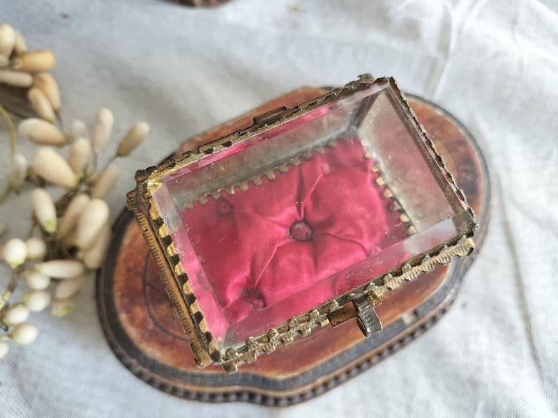 フランス アンティーク クリスタル 5面 ジュエリーケース 1900年 美品