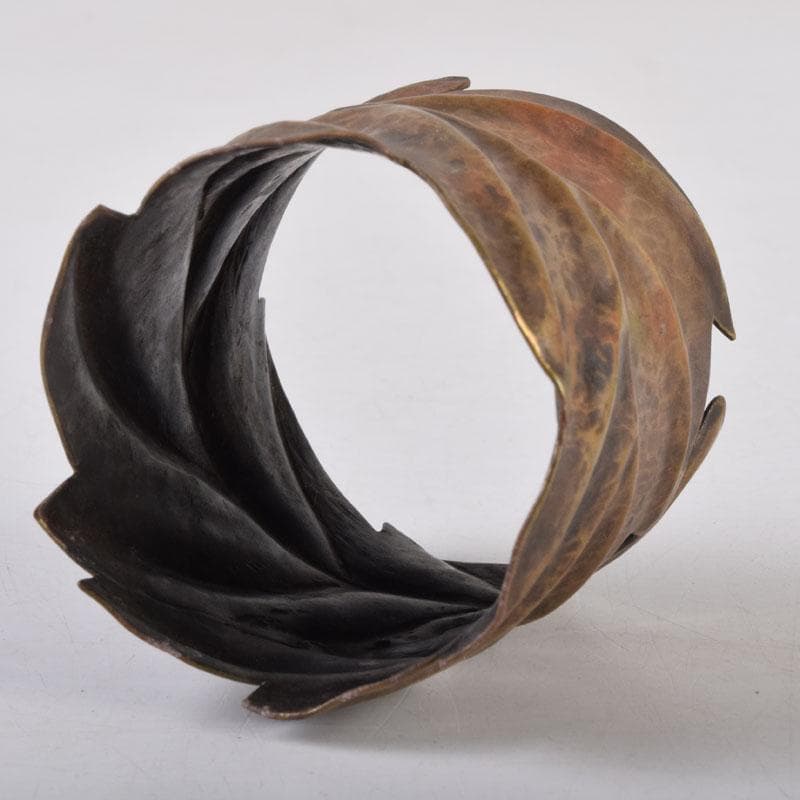 茶道具 古銅槌出 葉形 蓋置 時代箱 V 8546