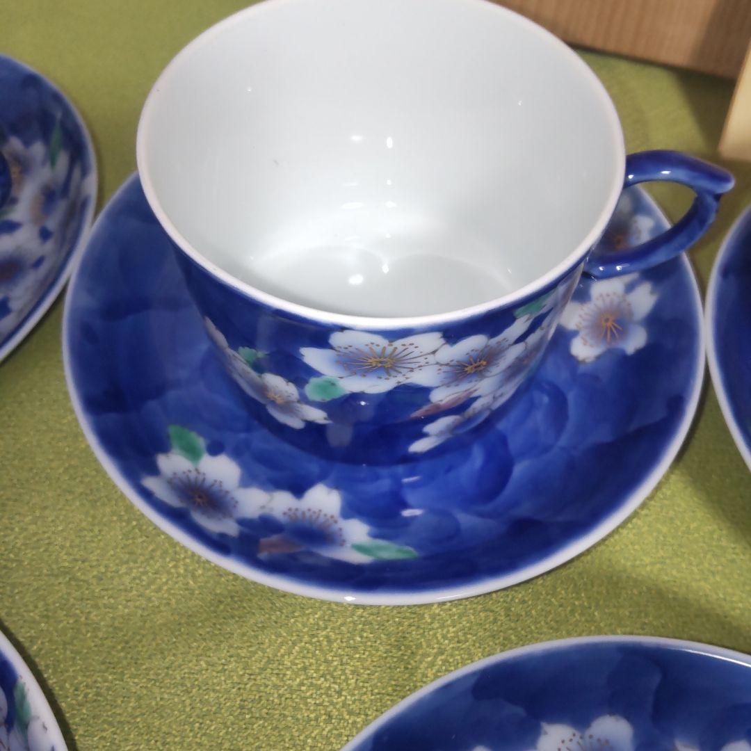 希少 有田焼 深川製磁 カップ&ソーサー 6客 金彩 桜 オールド 箱付