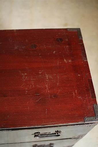 綺麗な丸金具庄内箪笥 2段 タンス 収納 古家具 古民家 時代家具