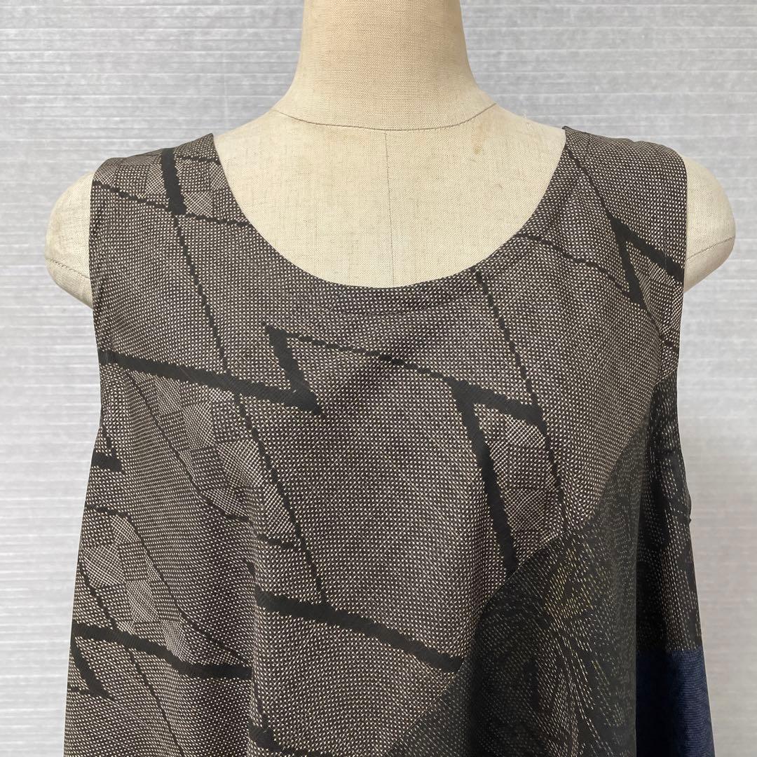 着物ワンピーステントラインロング丈《5》大島紬《龍郷柄7マルキ含む》や紬等L〜