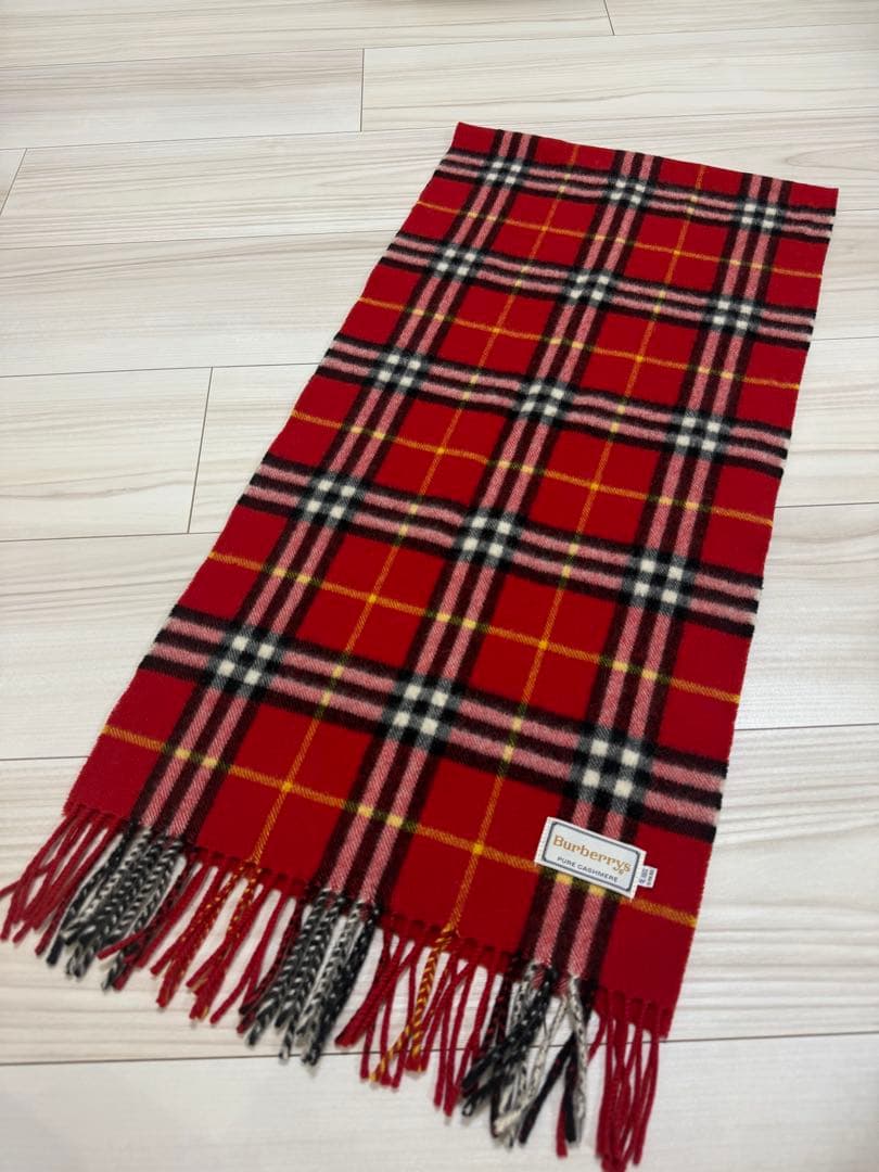 バーバリー　カシミヤ　マフラー　チェック　レッド系 楽天市場】BURBERRY バーバリー マフラー チェック カシミアスカーフ