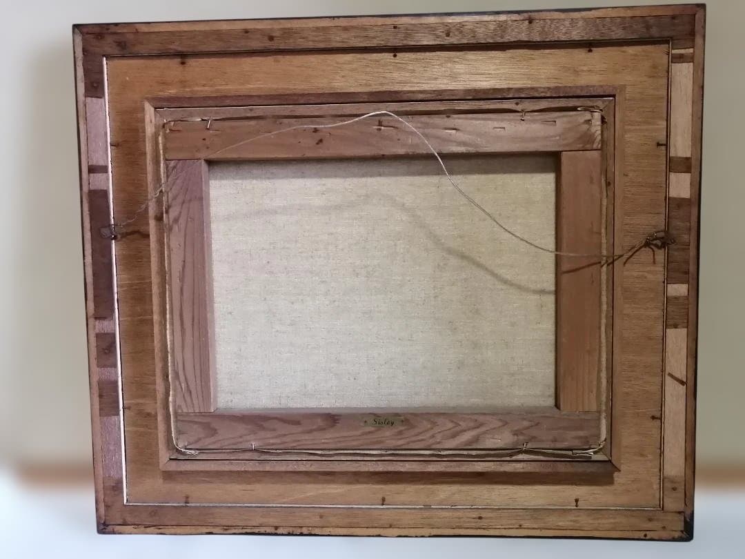 アルフレッド・シスレー「マルリー・ル・ロワの雪」油彩画プリント　額縁付き