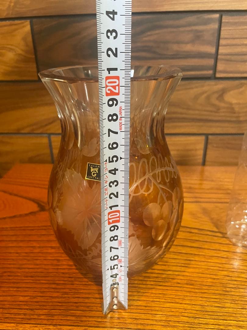 カガミクリスタル 色被せ 黄色 花瓶×1 各務クリスタル 重さ約2.2kg