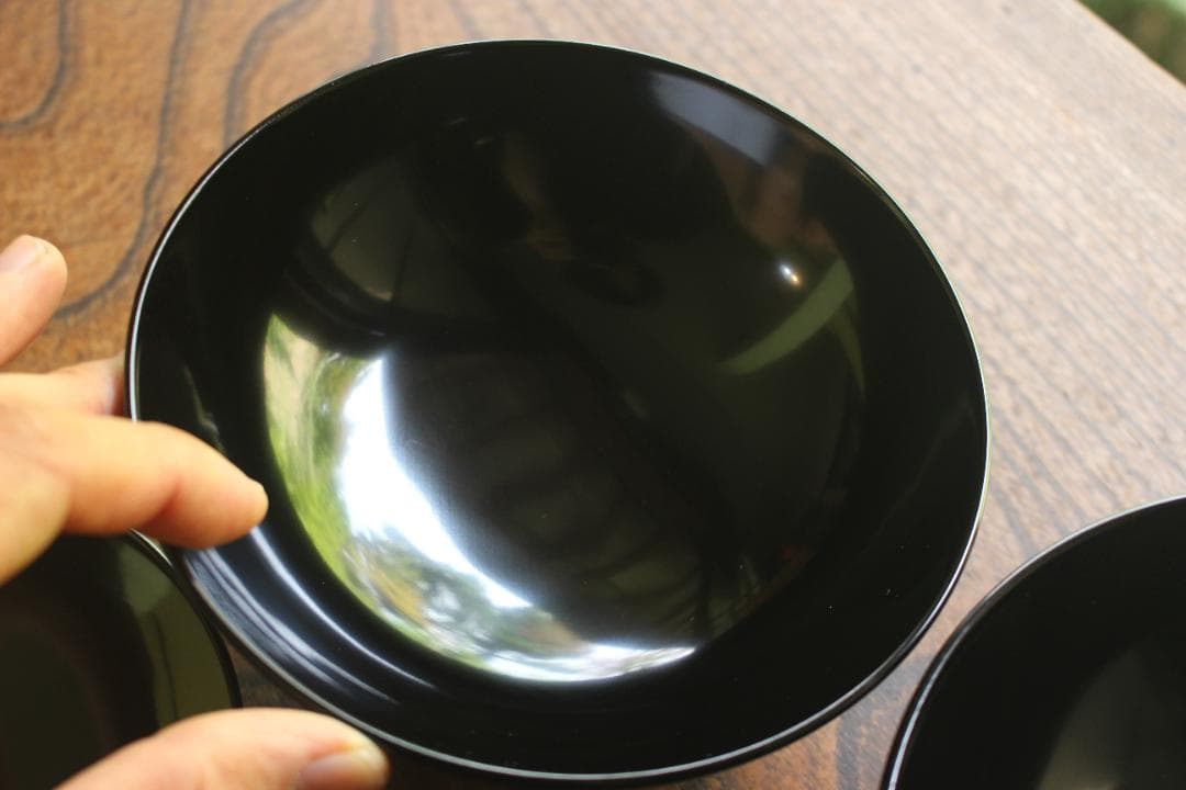 デッドストック！端正な黒漆に極上蘭蒔絵の美しいお椀2点（検