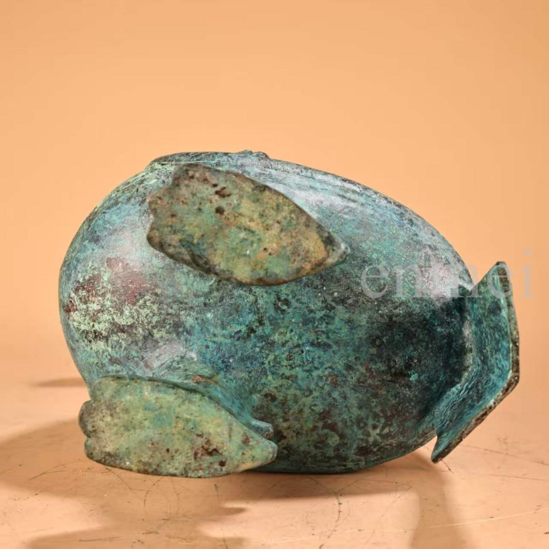 中国古美術・珍品旧藏・青銅製提梁鳥壺・鋳造・鏨刻・純銅製・