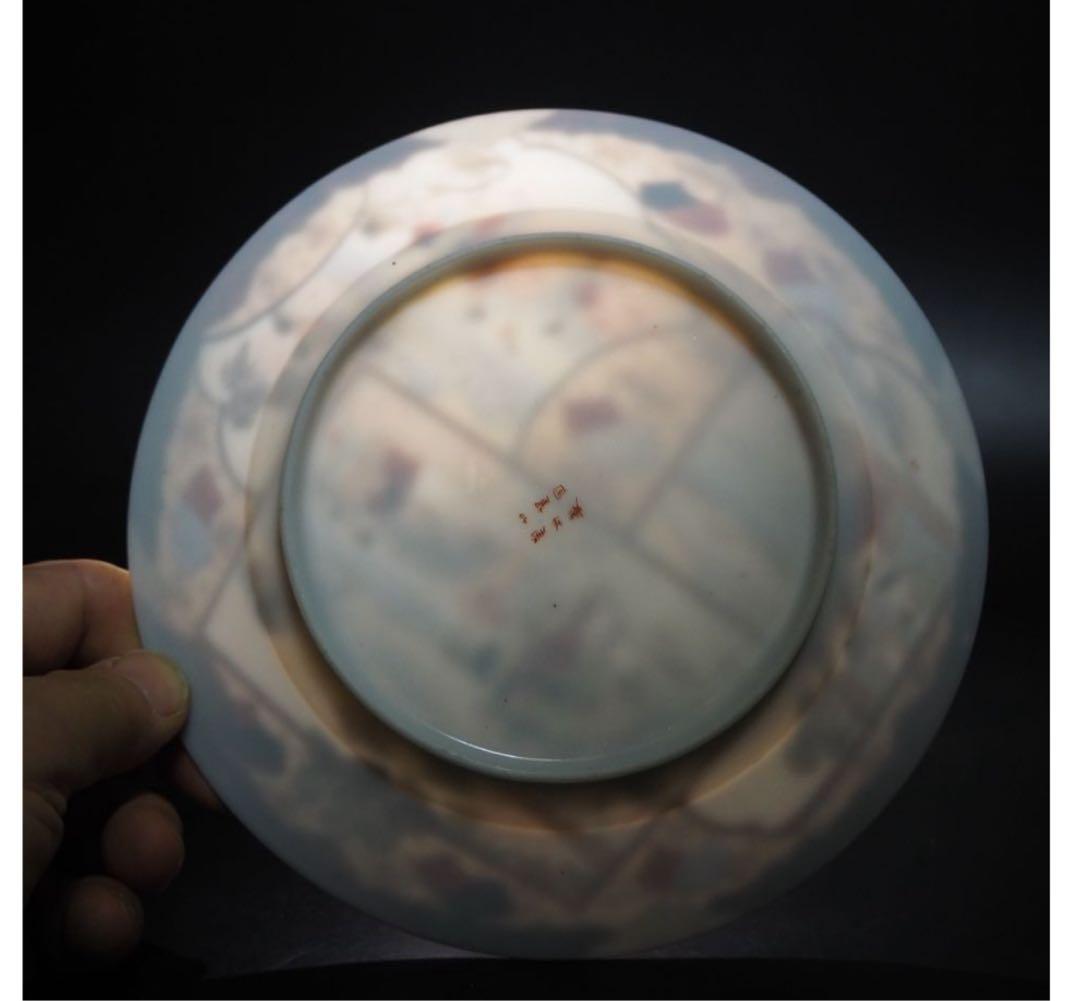 送料無料　明治時代　加賀国奥？製　九谷焼細密絵皿　径18ｃｍ