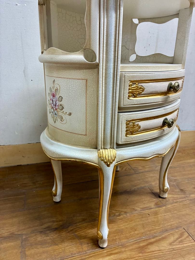 管386☆イタリア製☆ロココ調☆姫系☆ヒビ加工☆サイドテーブル