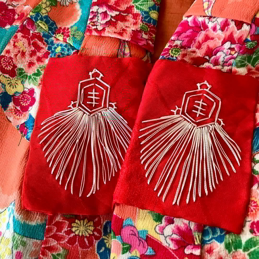 正絹 アンティーク着物 女の子 七五三 ◇花丸 折鶴 古典柄