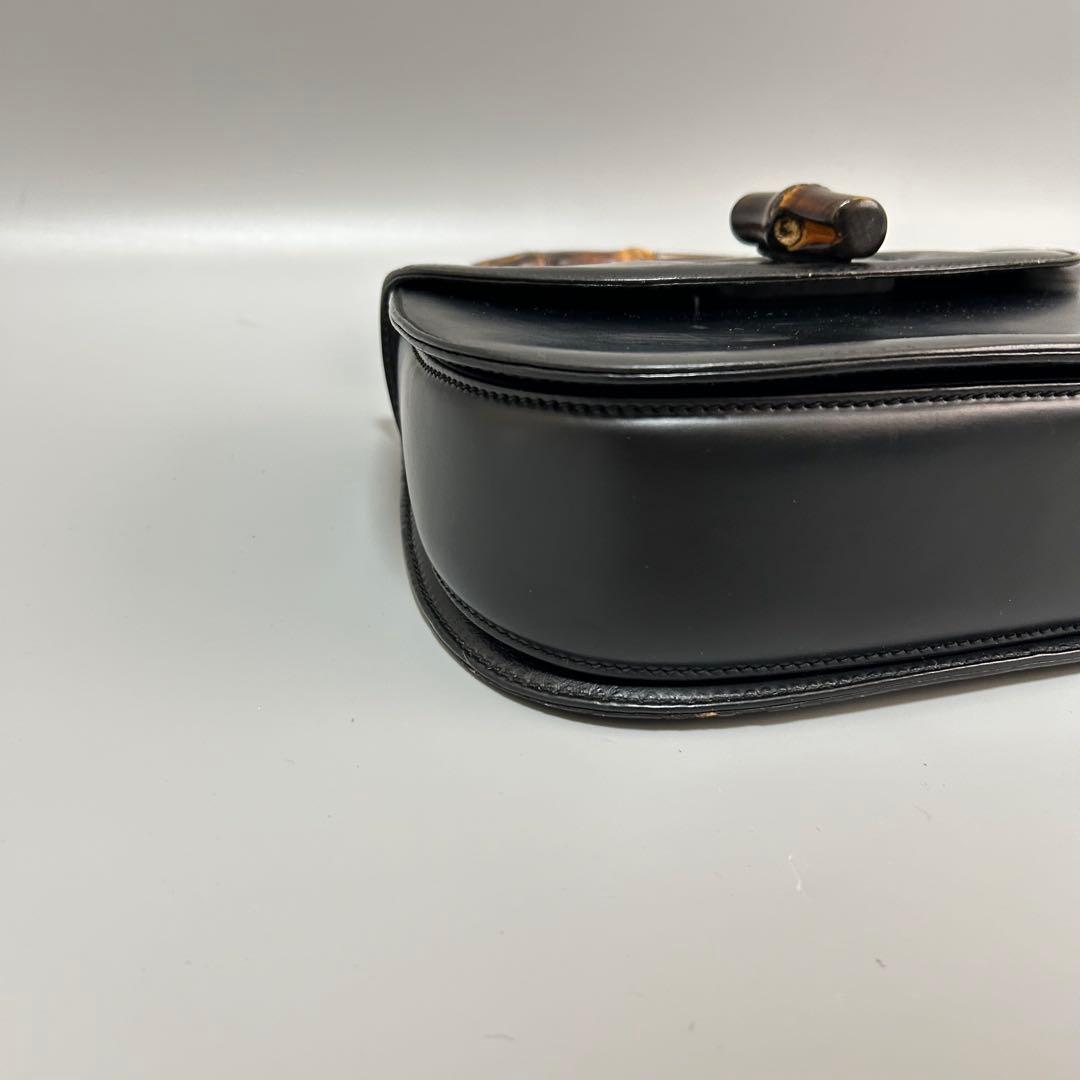GUCCI グッチ バンブー レザー ハンドバッグ ターンロック ブラック
