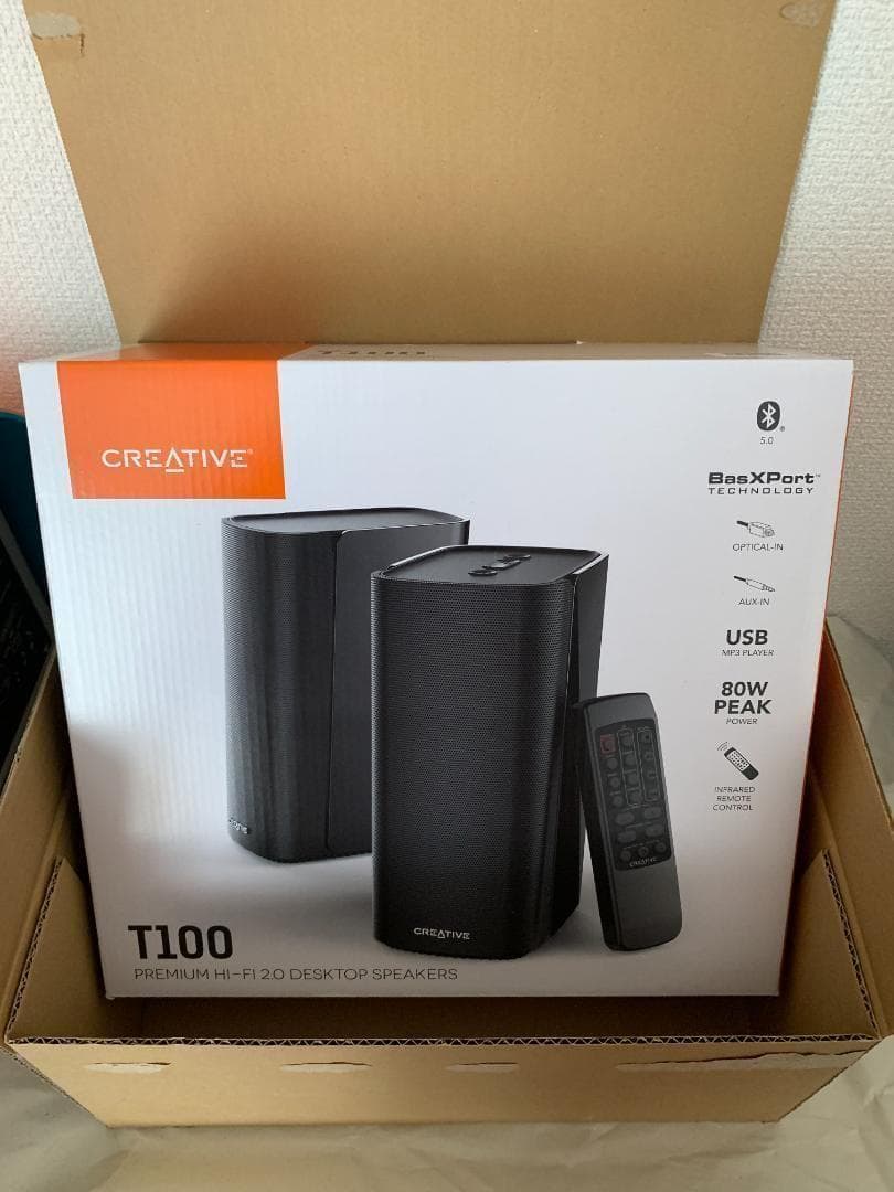 新品・未開封）Creative T100 ワイアレス スピーカー リモコン付き 新品・未開封）Creative T100 ワイアレス スピーカー リモコン付き