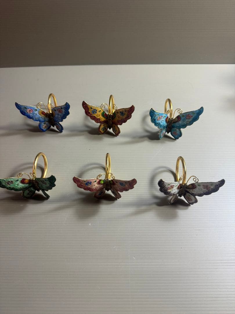 1563 金属工芸 蝶 飾物 6客