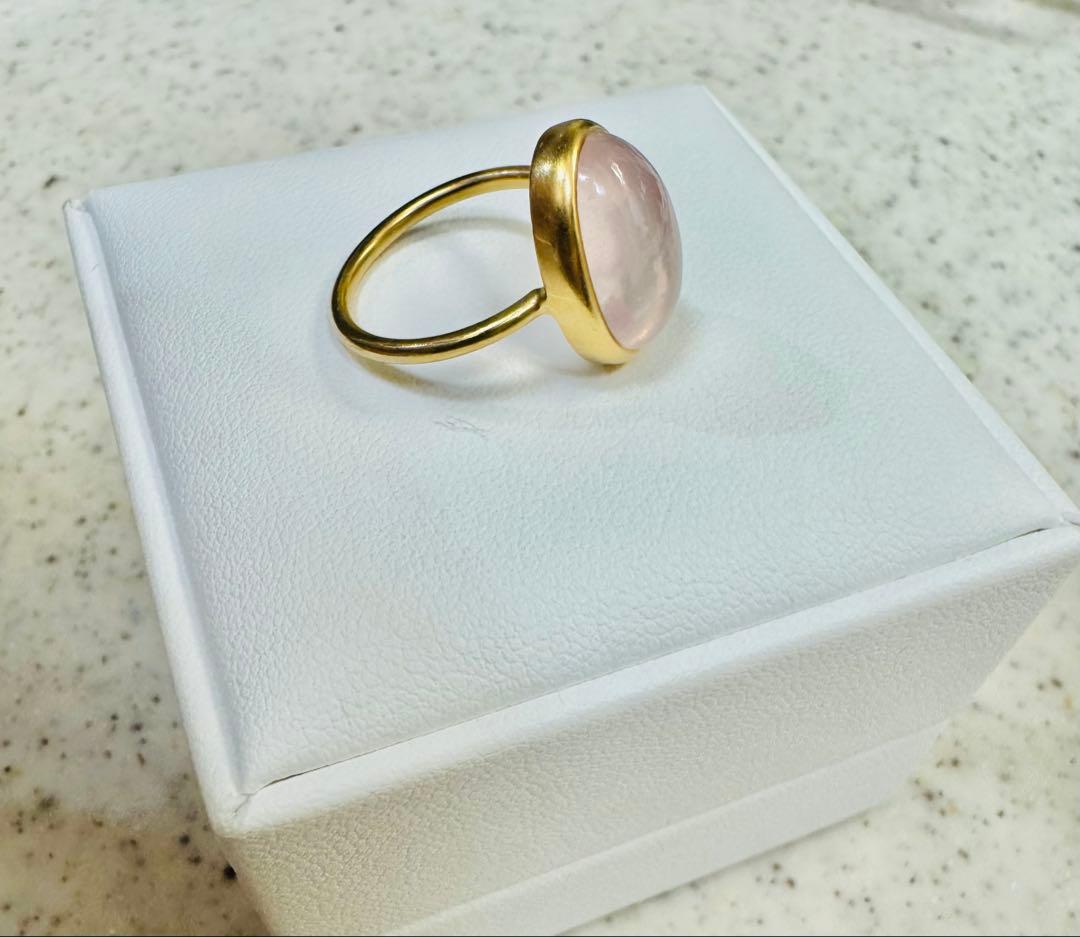 マリハ MARIHAアースドロップス リング ローズクォーツ カボション