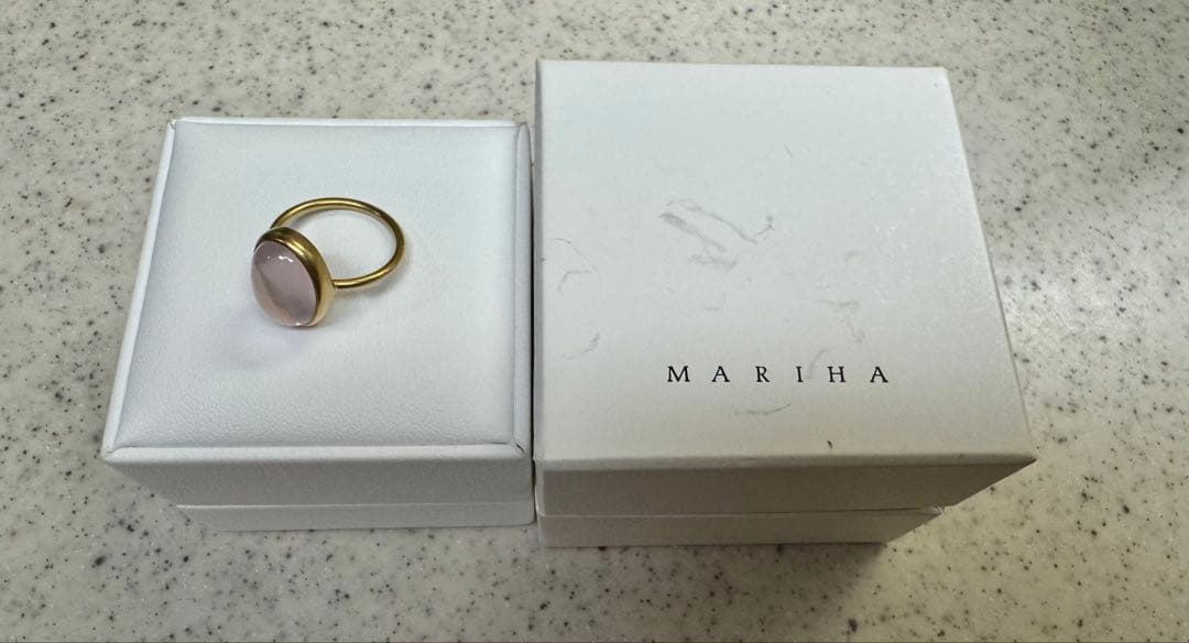 マリハ MARIHAアースドロップス リング ローズクォーツ カボション