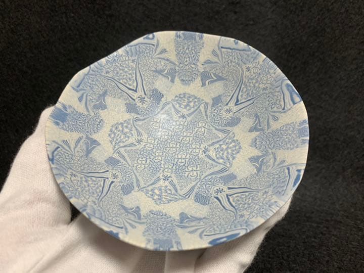 茶道具 瀬戸焼 更紗窯 長江哲男作 練上茶碗 共箱 V 6280 茶道具