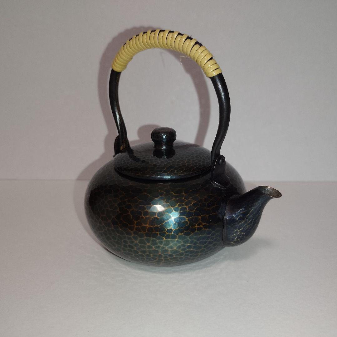 【美品】玉川堂　紫金色鎚肌 銅製急須　鎚起銅器、共箱/茶道具