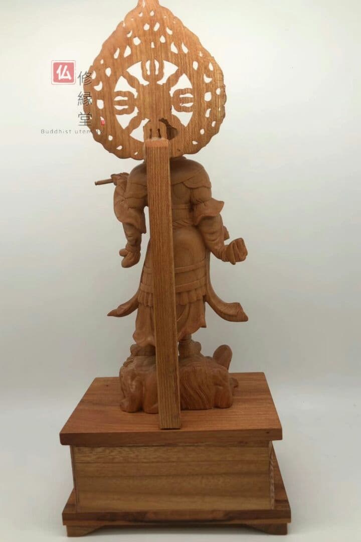 修縁堂】最高級 木彫り 仏像 四天王立像 彫刻 一刀彫 天然木檜材 仏教