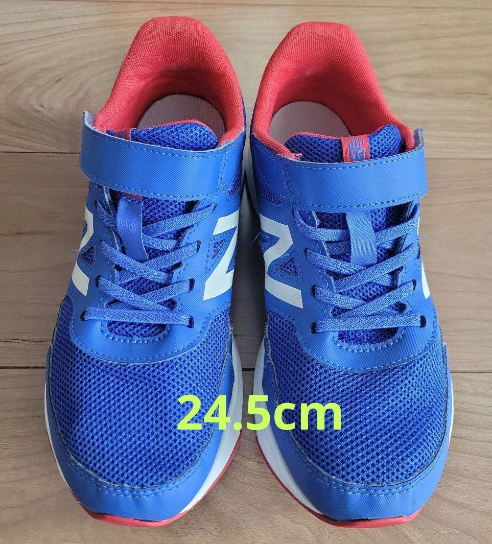new balance スニーカー 24.5cm マジックテープ 青 - メルカリ