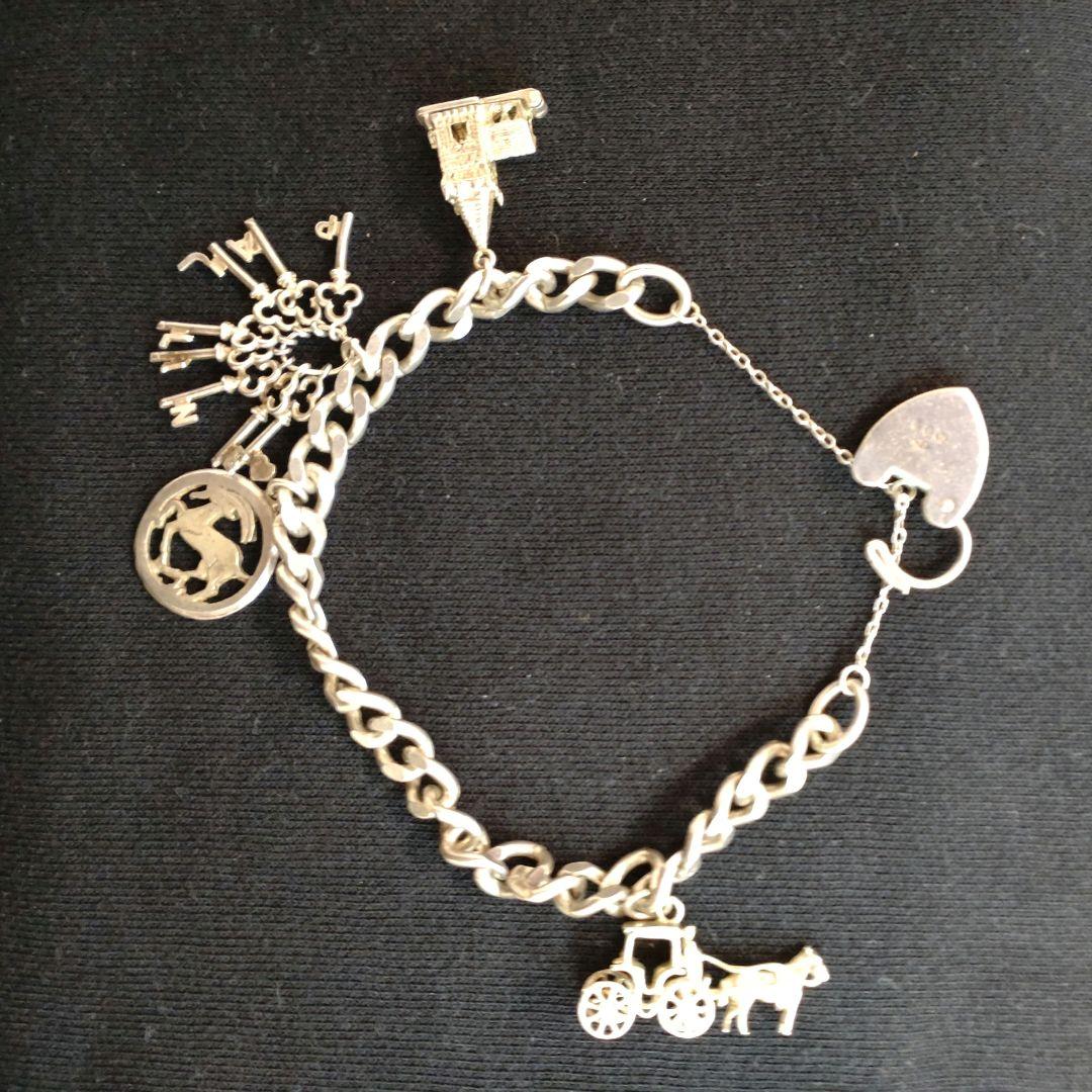 ◎チャームブレスレット SILVER925 【ビンテージ】【お値引対象品】 1970's silver925 チャームブレスレット | ヴィンテージショップ