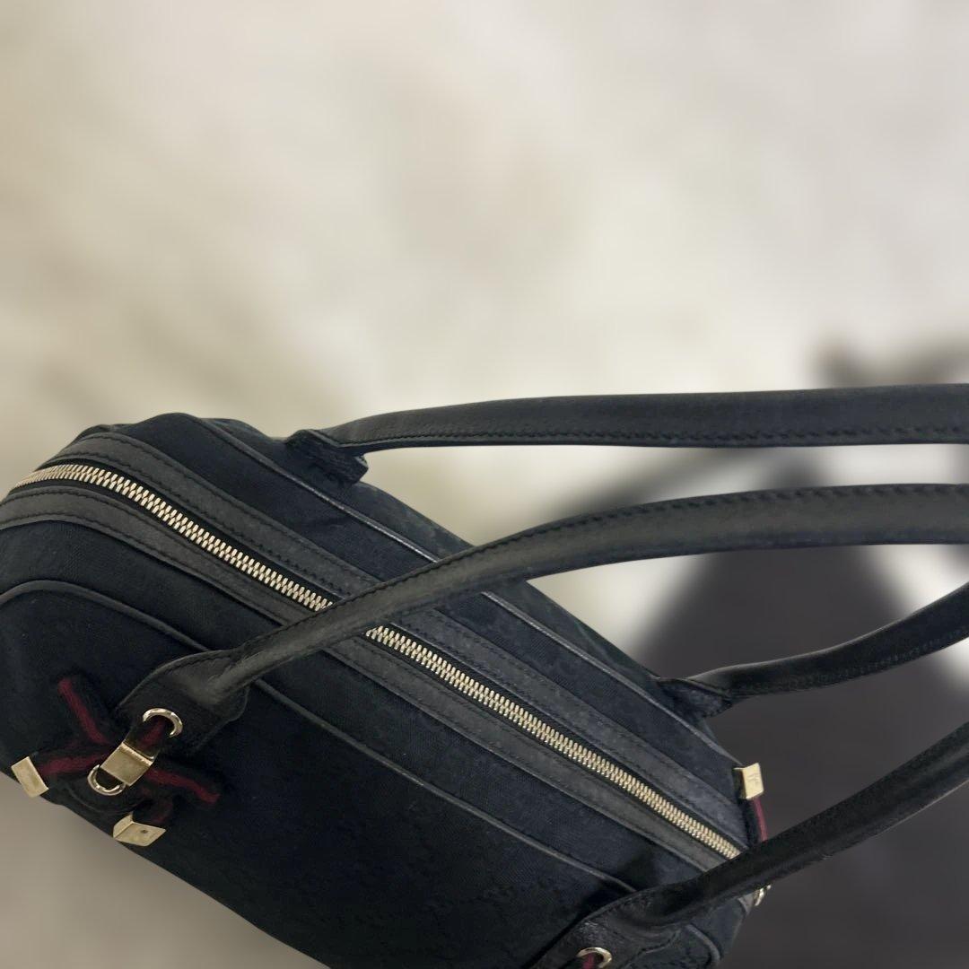 【美品】GUCCI プリンシー GGキャンバス ミニボストンバッグ 肩掛け 黒