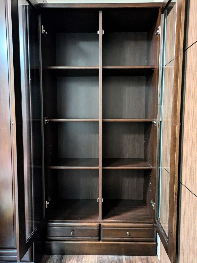 パーツ様専用】【梱包発送料込】木製 ガラス扉付収納棚