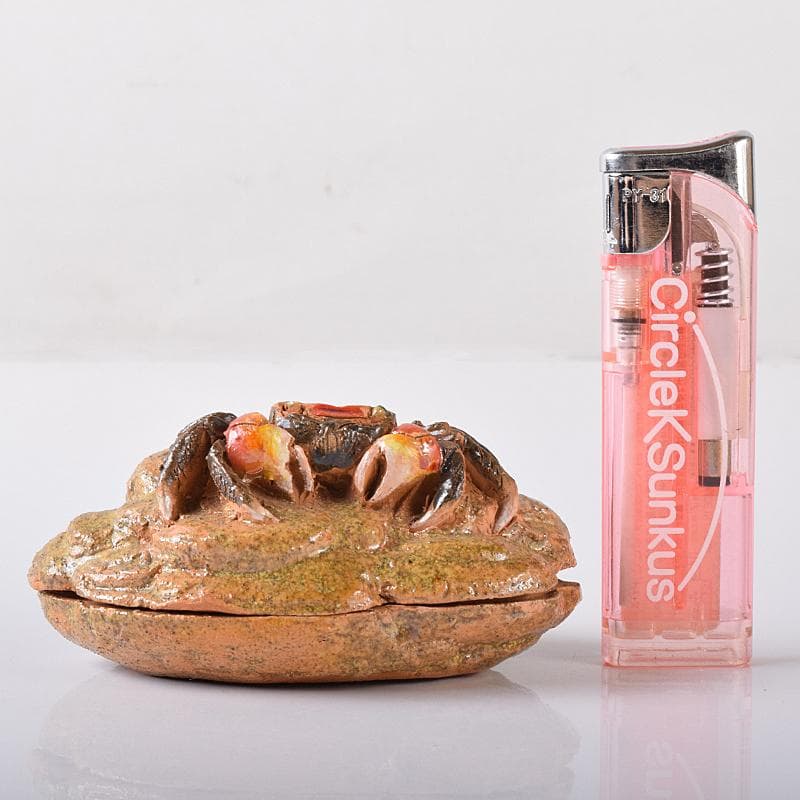 茶道具　伊予松山　水月焼　砥部焼　蟹香合　共箱　M　R8163