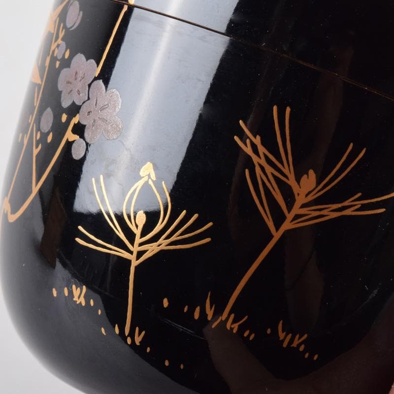 茶道具　加賀蒔絵師　中村湖舟作　松竹梅蒔絵　中棗　共箱　V　7214