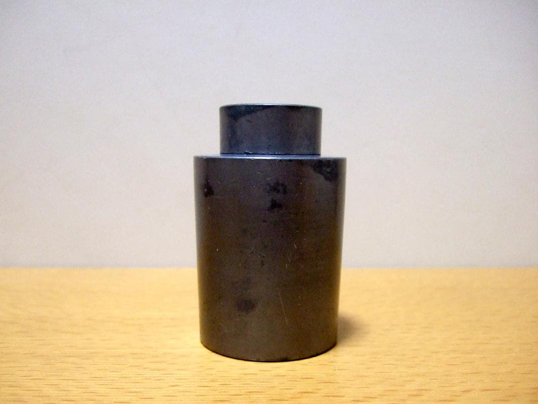 英祥堂造 古錫 錫製 筒型茶入 茶心壺 茶壺 約269g / 煎茶道具 茶器