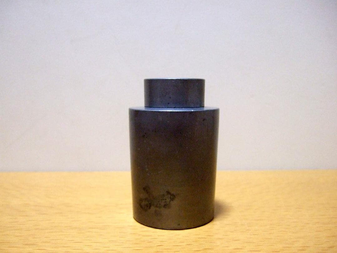英祥堂造 古錫 錫製 筒型茶入 茶心壺 茶壺 約269g / 煎茶道具 茶器