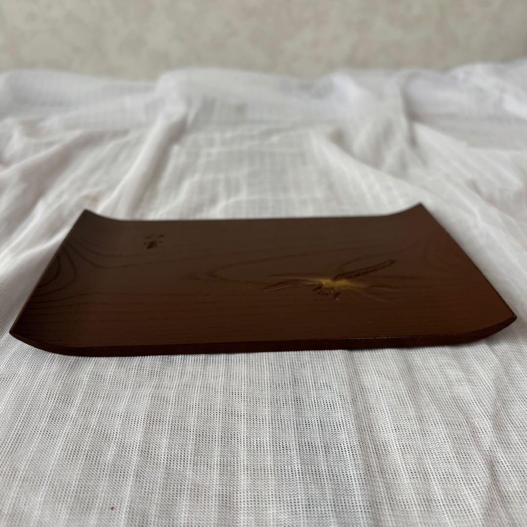 Ay96 讃岐彫　篠原如雪　銘々菓子器　菓子皿　5客　昆虫　木彫　骨董　日本美術