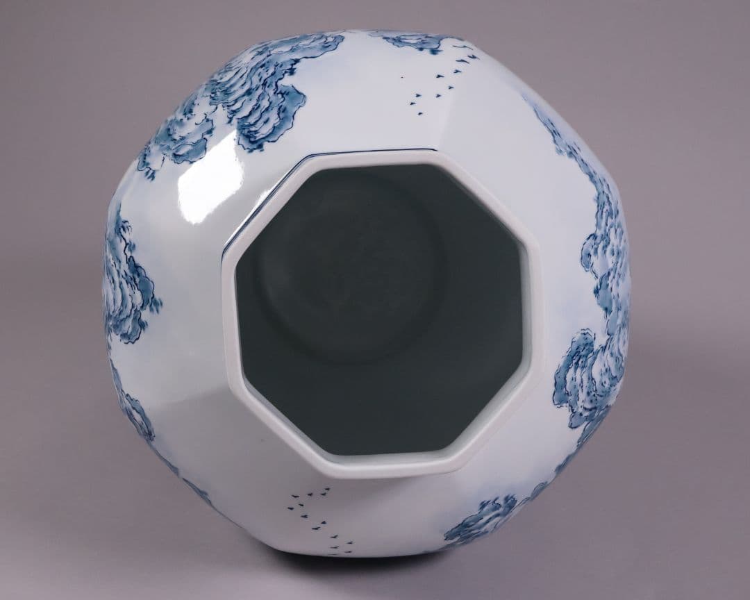 有田焼 勝右衛門 染付 沈香壷 69.3cm 山水蛸唐草 壺 飾壷【CM207】