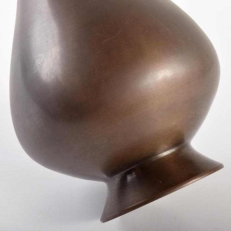 中国　古銅　双龍耳鶴首瓶　時代箱付　V　R5082B