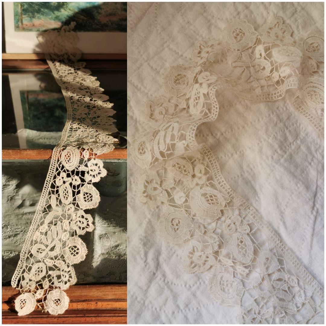 アンティーク19世紀オリジナル状態 繊細で優美なホニトンレース付け襟
