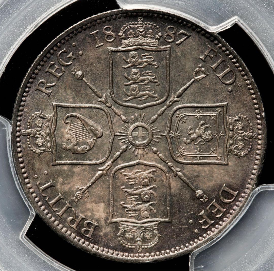 PCGS MS64』イギリスヴィクトリア女王フローリン銀貨(1887年)