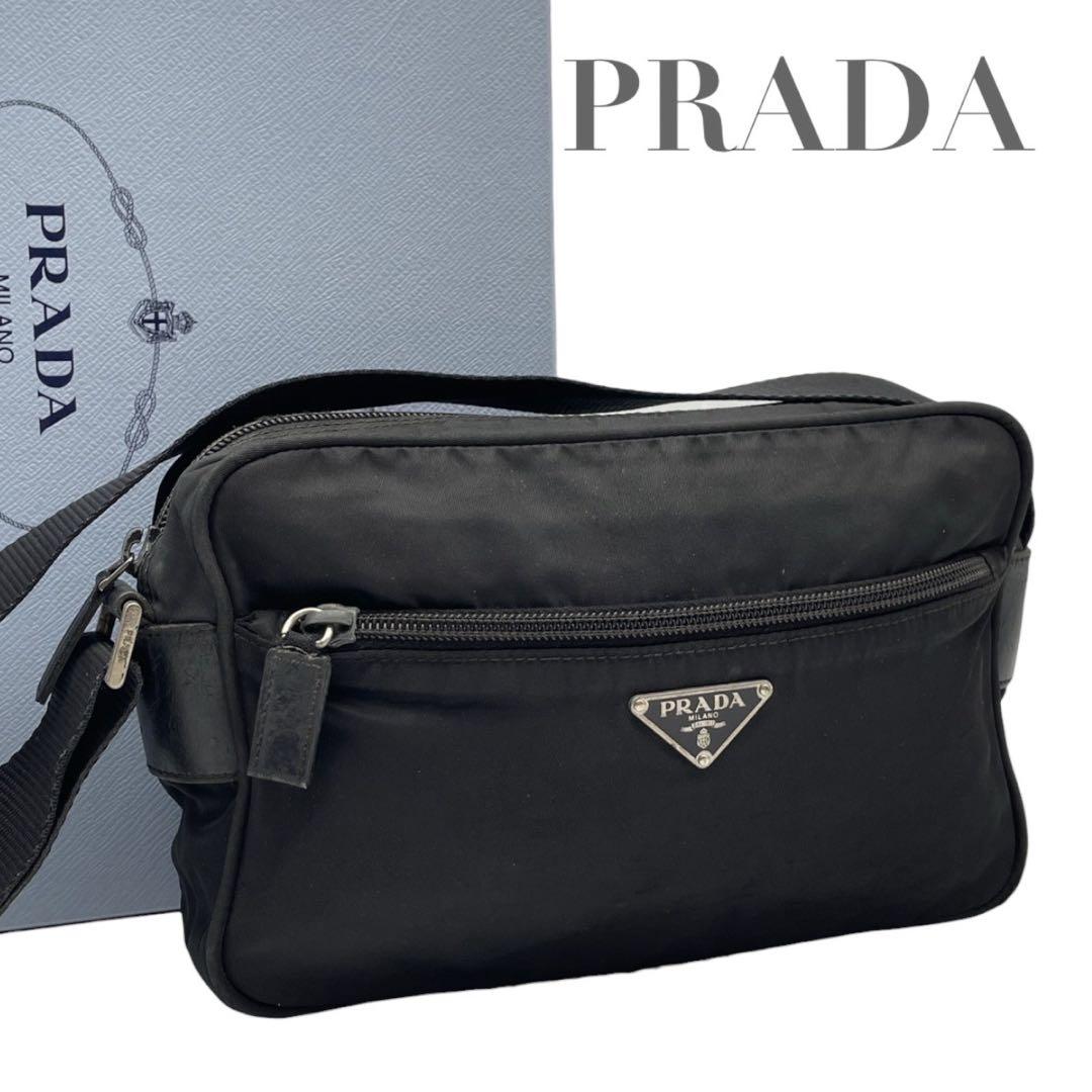 極美品 プラダ ナイロン 三角ロゴ ショルダーバッグ カメラバッグ 黒