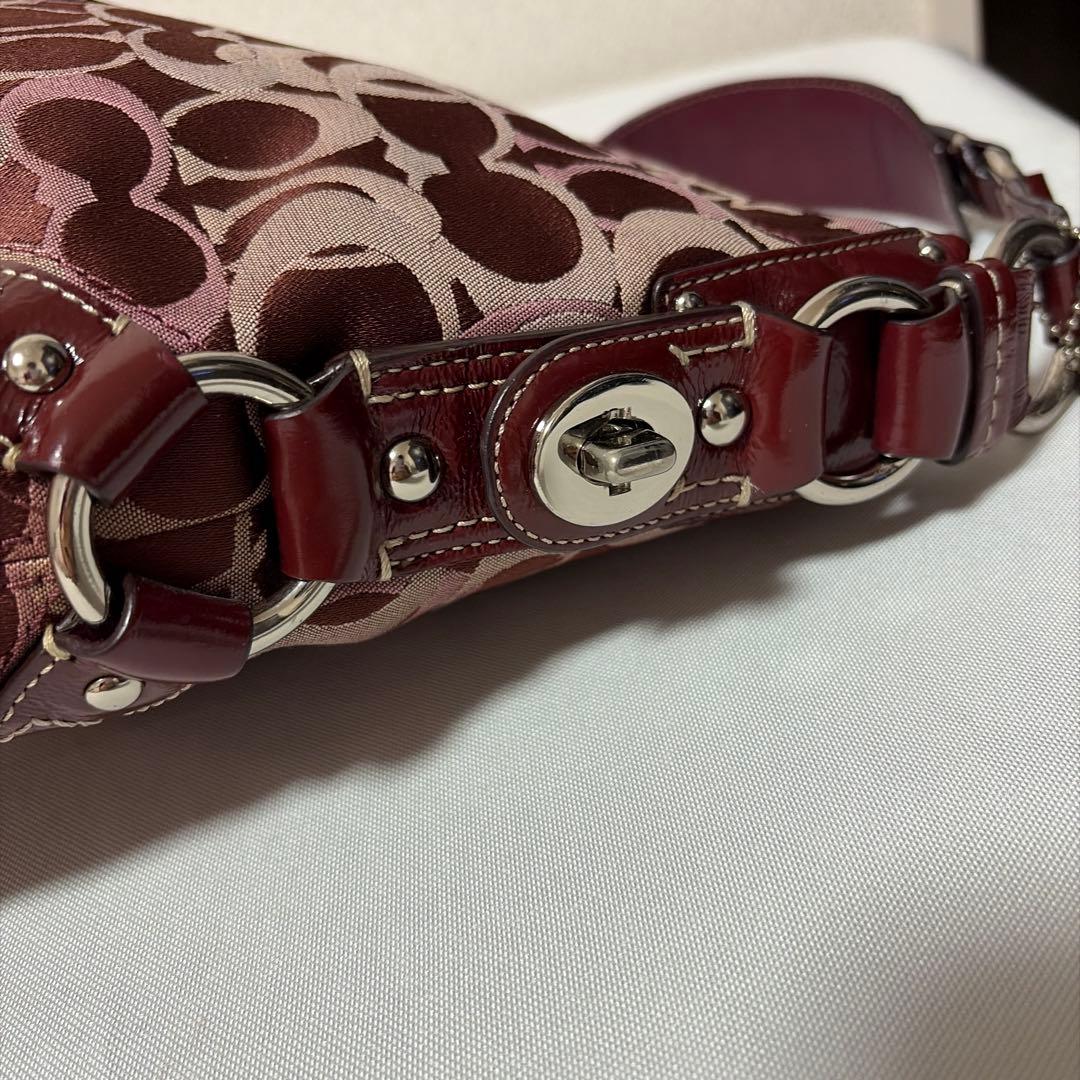 COACH curly 13980 red×pink signature BAG