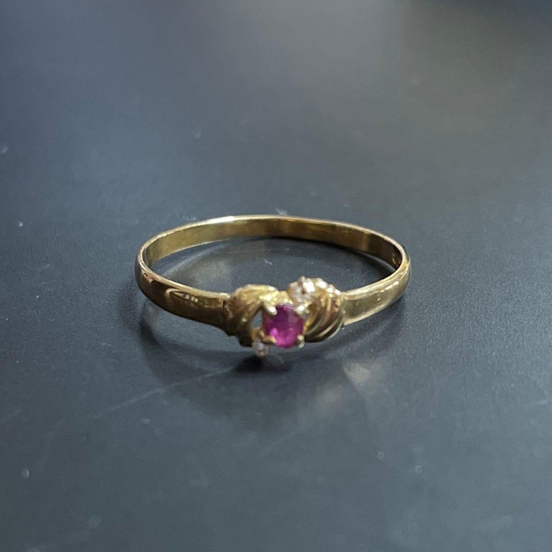 18K ルビー ダイヤモンド リング 9号 TAKE-UP