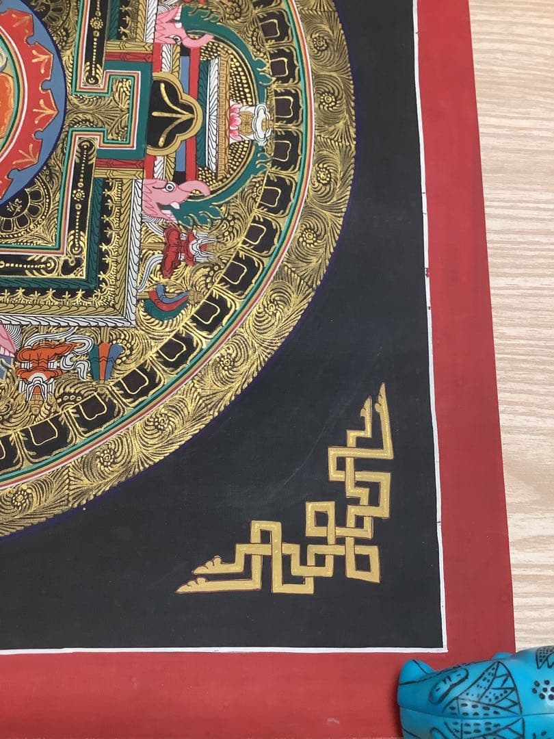 《 チベット密教　新品　1点物 》 手描き　曼荼羅　梵字　法具　仏画　仏教　b1