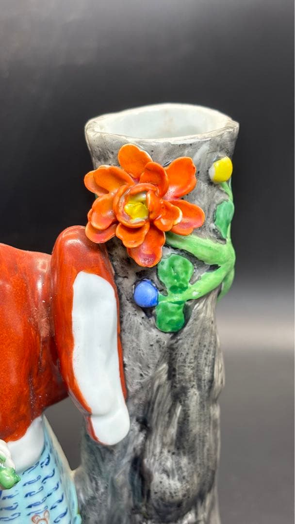 中国美術 古玩 色絵陶人形 陶器人形 高さ約26cm 置物 オブジェ 古董品